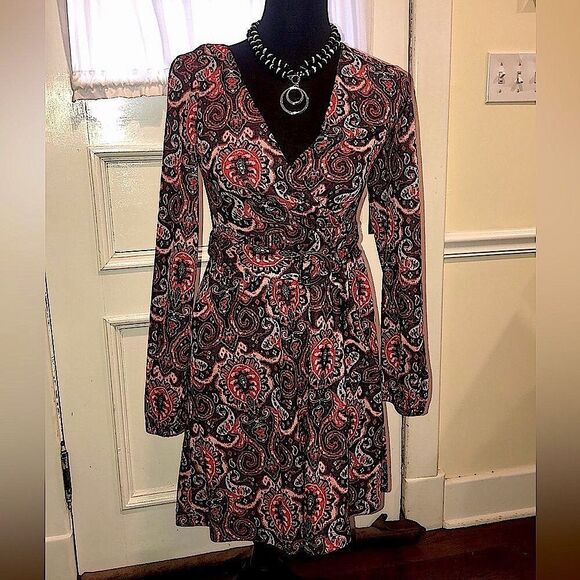 ANTHROPOLOGIE MAEVE Floral Paisley Wrap Front Dress With Belt Sz XS - Picture 6 of 16